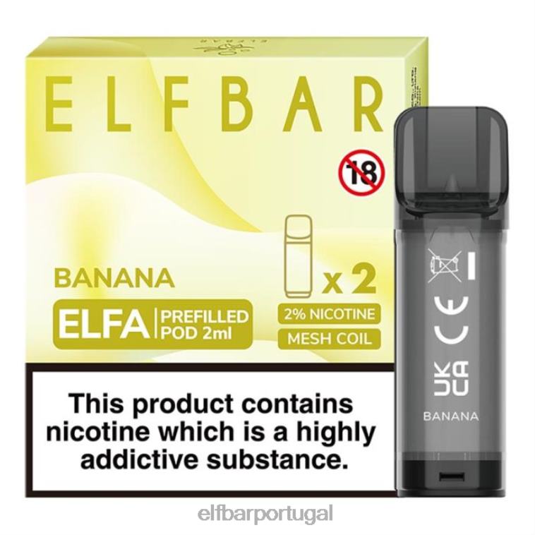 6FN06105 cápsula pré-cheia elfbar elfa - 2ml - 20mg (2 embalagens) banana cigarros eletrônicos