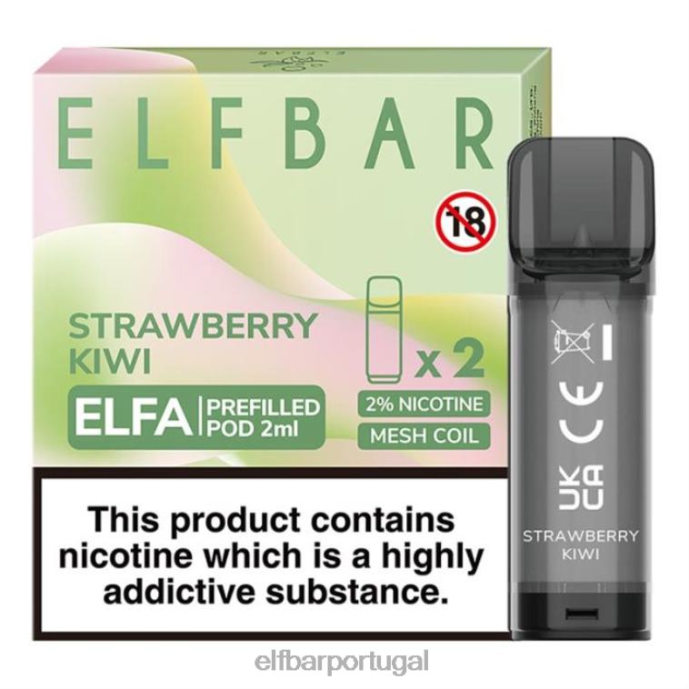 6FN06107 cápsula pré-cheia elfbar elfa - 2ml - 20mg (2 embalagens) kiwi morango cigarros eletrônicos