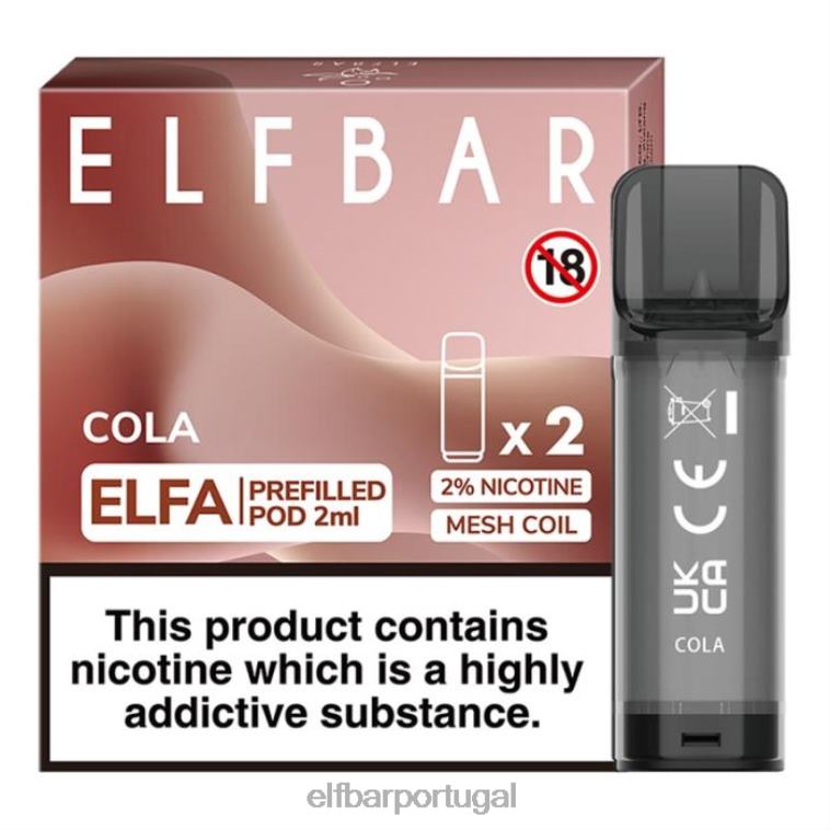 6FN06109 cápsula pré-cheia elfbar elfa - 2ml - 20mg (2 embalagens) Cola cigarros eletrônicos