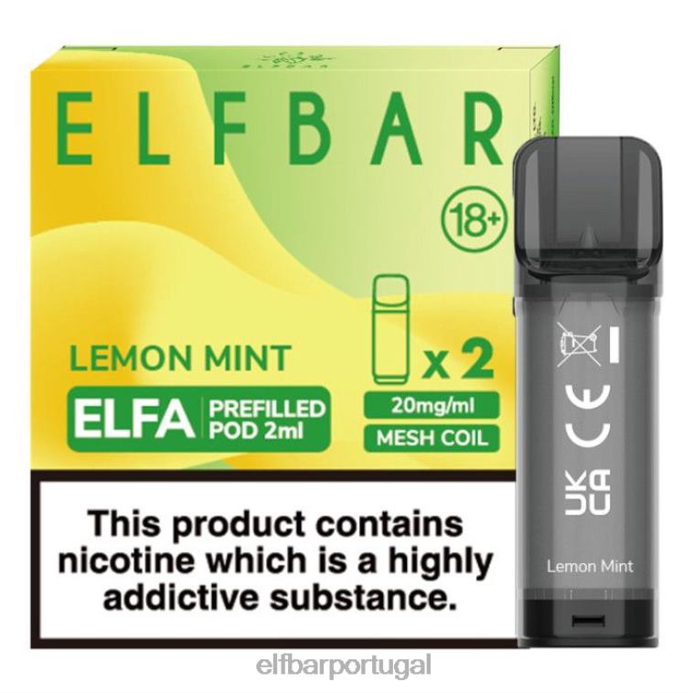 6FN06110 cápsula pré-cheia elfbar elfa - 2ml - 20mg (2 embalagens) hortelã-limão cigarros eletrônicos