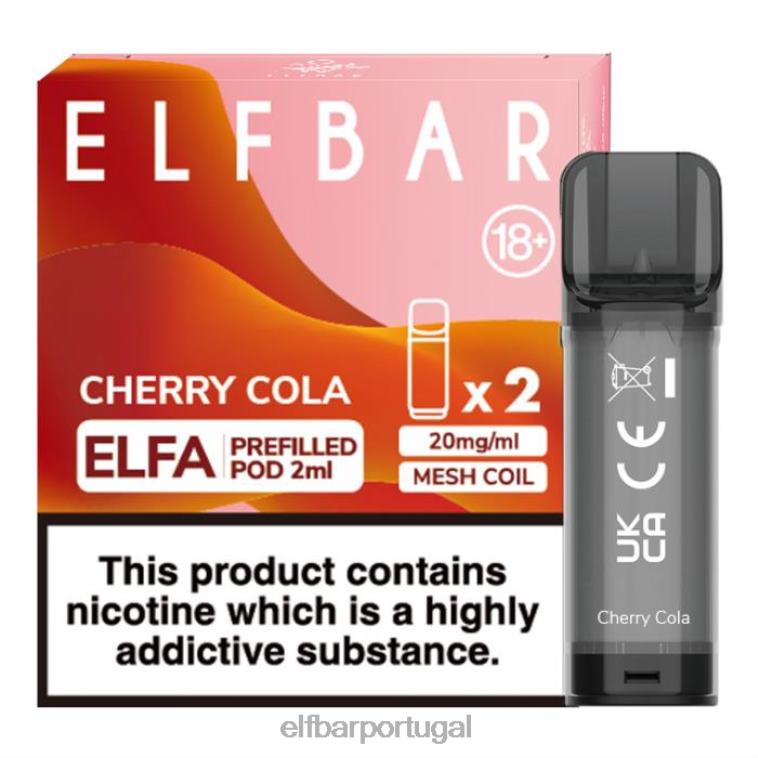 6FN06113 cápsula pré-cheia elfbar elfa - 2ml - 20mg (2 embalagens) cola de cereja cigarros eletrônicos