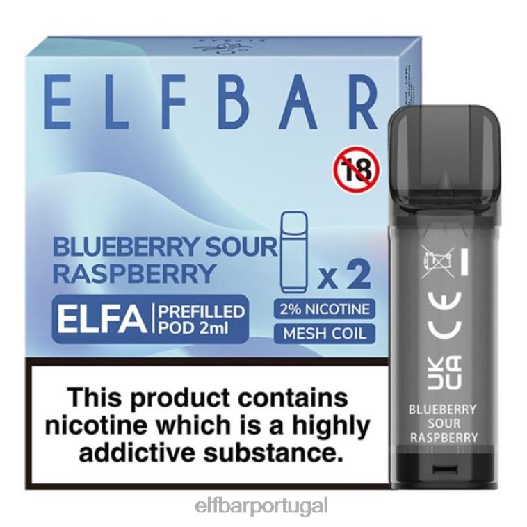 6FN06114 cápsula pré-cheia elfbar elfa - 2ml - 20mg (2 embalagens) framboesa azeda de mirtilo cigarros eletrônicos