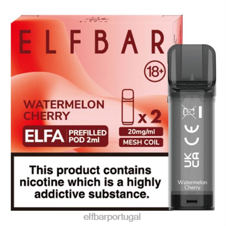 6FN06121 cápsula pré-cheia elfbar elfa - 2ml - 20mg (2 embalagens) cereja melancia cigarros eletrônicos