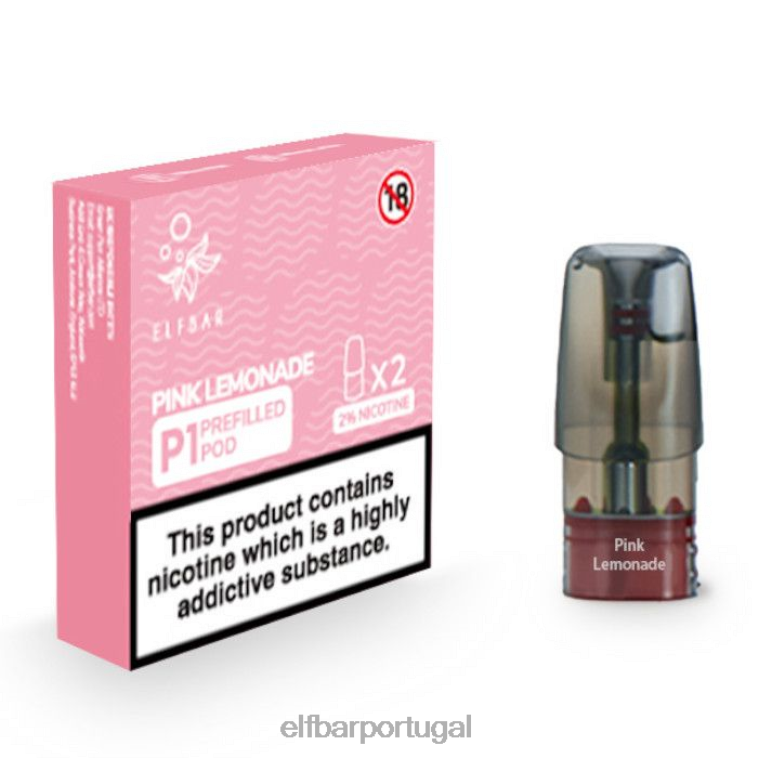 6FN06150 elfbar mate 500 p1 cápsulas pré-cheias - 20 mg (2 embalagens) limonada rosa cigarros eletrônicos