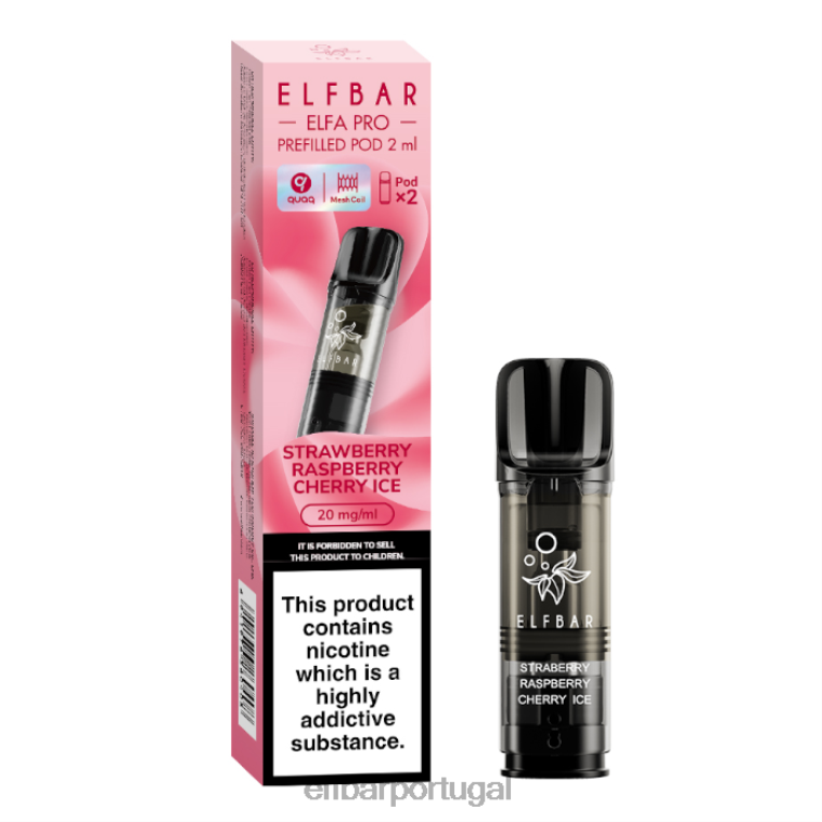 6FN0692 elfbar elfa pro cápsulas pré-cheias - 20 mg - 2 unidades sorvete de morango framboesa cereja cigarros eletrônicos