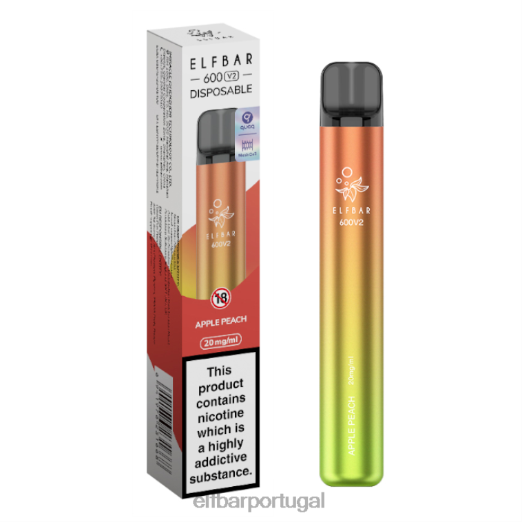 6FN0611 vaporizador descartável elfbar 600v2 - 20mg maçã pêssego cigarros eletrônicos