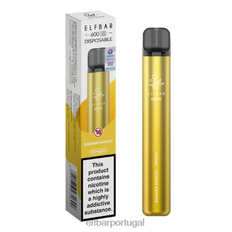 6FN0622 vaporizador descartável elfbar 600v2 - 20mg manga banana cigarros eletrônicos