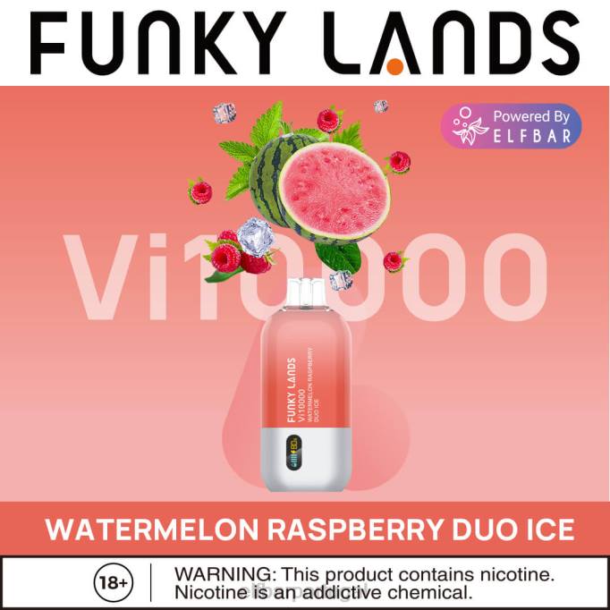 Gelo Duo de Melancia e Framboesa cigarro eletrônico HDFV152 Funky Lands Melhor Sabor Vape Descartável Vi10000 Série Iced ELFBAR