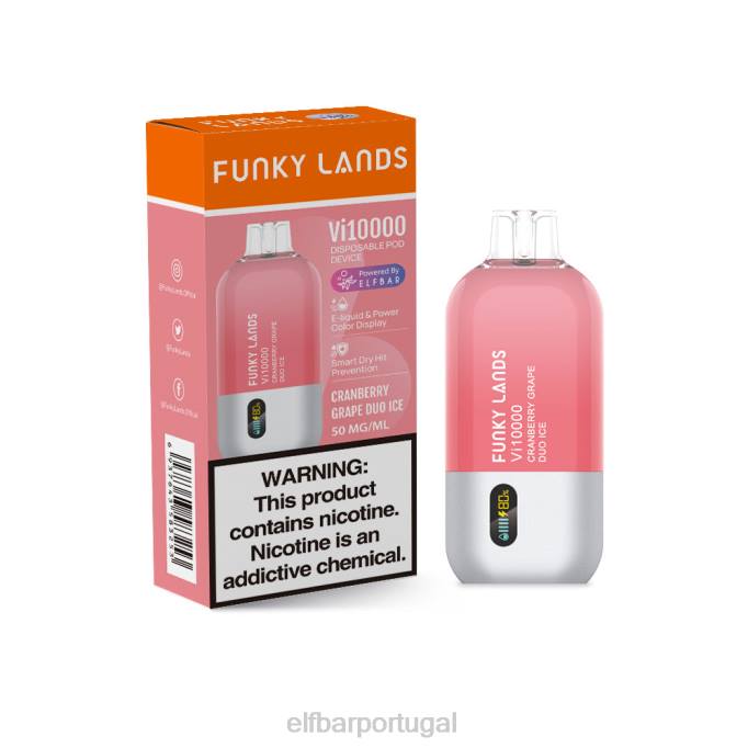 gelo duo de uva e cranberry cigarro eletrônico HDFV150 Funky Lands Melhor Sabor Vape Descartável Série Uva Vi10000 ELFBAR