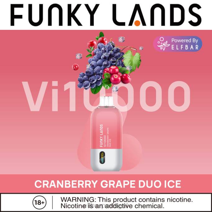 gelo duo de uva e cranberry cigarro eletrônico HDFV165 Funky Lands vape descartável vi10000 puffs ELFBAR